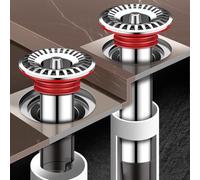 FUANA Siphon de sol pour douche 15 cm en acier inoxydable et silicone avec blocage des cheveux, drainage rapide et joint sans odeur, serrure de porte gris/argent