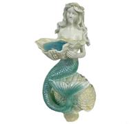 FUANA Statue de sirène solaire sarcelle pour décoration de jardin, lumière extérieure en résine changeant de couleur, capteur automatique pour sculpture extérieure