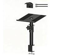 FUANA Support de haut-parleur réglable à pince avec pivot à 360°, réglage de la hauteur et supports pour écouteurs pour bureau, étagère - Noir individuellement