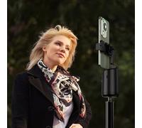 FUANA Support de téléphone pliable YT20 avec suivi automatique à 360 °, stabilisation anti-secousses, base lumineuse pour vlogging en faible luminosité, câble d'écouteur portable