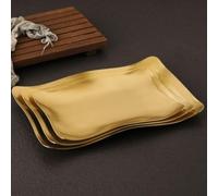 FUANA Wave Gold Assiette de service pour plateau à goûter en acier | Plateau de service en acier inoxydable doré en forme de vague irrégulière, desserts, fruits de mer, fête
