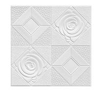 FUANA WTD Sticker mural 3D pour salon, chambre à coucher, cuisine en mousse PE souple, facile à découper et amovible Blanc 35 x 35 cm