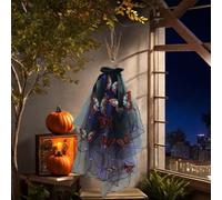 FUANA Yashmak Décoration murale à suspendre à LED Papillon Yashmak - 70 cm - Tulle noir et PVC avec pour une lueur douce, Halloween, fantaisie et événements effrayants