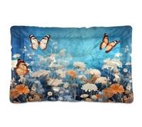 Fuauuyl Blue Flowers1 Tapis de lit doux pour chien lavable en machine avec fond antidérapant pour chien - 61 x 45,7 cm