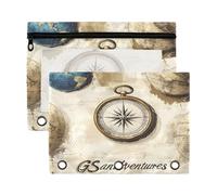 Fuauuyl Boussole Lot de 2 trousses à crayons pour classeur à 3 anneaux avec fenêtre transparente avec fermeture éclair