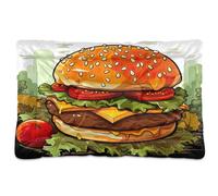 Fuauuyl Cartoon Hamburger1 - Tapis de lit doux pour chien - Lavable en machine avec fond antidérapant pour chien - 61 x 45,7 cm
