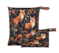 Fuauuyl Cute Fox Sacs à langer en tissu imperméable avec compartiments zippés pour la plage, la gym, la piscine, les voyages - 30 x 36,1 cm, multicolore, Taille unique, Moderne