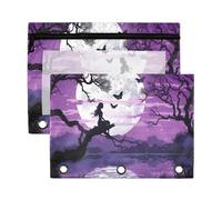 Fuauuyl Fairy of The Moon2 Lot de 2 trousses à crayons pour classeur à 3 anneaux avec fenêtre transparente et fermeture éclair, b, one sizex2, Organiseur de sac