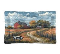 Fuauuyl Farm and Cow - Tapis de lit doux pour chien - Lavable en machine - Avec fond antidérapant pour chien - 91,4 x 61 cm