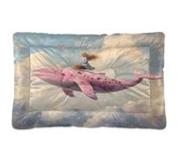 Fuauuyl Girl Riding A Spotted Whale (3) Tapis de lit doux pour chien, lavable en machine avec fond antidérapant pour chien, 91,4 x 61 cm