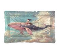 Fuauuyl Girl Riding A Spotted Whale (4) Tapis de lit doux pour chien, lavable en machine avec fond antidérapant pour chien, 91,4 x 61 cm