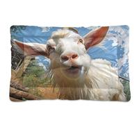 Fuauuyl Goat Looks Into The Camera Pink Eye - Lit doux pour chien - Lavable en machine - Avec fond antidérapant - 91,4 x 61 cm