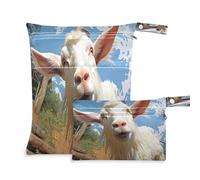 Fuauuyl Goat Looks Into The Camera Sac à langer imperméable avec compartiments à fermeture éclair pour la plage, la gym, la piscine, les voyages - 30 x 36,1 cm, multicolore, Taille unique, Moderne