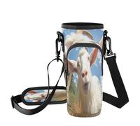 Fuauuyl Goat Looks Into The Camera Tumbler Sac de transport pour gobelet de voiture de 1 200 ml, sangle de bouteille d'eau avec sangle réglable et poche zippée, léger pour randonnée, camping, b,