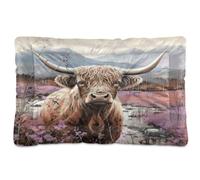 Fuauuyl Highland Cow Painting3 Tapis de lit doux pour chien lavable en machine avec fond antidérapant pour chien endormi - 61 x 45,7 cm