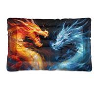 Fuauuyl Ice Fire Dragon Tapis de lit doux pour chien Lavable en machine avec fond antidérapant pour chien 61 x 45,7 cm