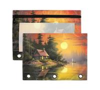 Fuauuyl Lakeside Lodge - Lot de 2 trousses à crayons pour classeur à 3 anneaux avec fenêtre transparente avec fermeture éclair, b, one sizex2, Organiseur de sac