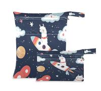 Fuauuyl Lama in A Rocket Sac à langer imperméable avec compartiments zippés pour la plage, la gym, la piscine, les voyages - 30 x 36,1 cm, multicolore, Taille unique, Moderne