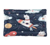 Fuauuyl Lama in A Rocket Tapis de lit doux pour chien lavable en machine avec fond antidérapant pour chien - 61 x 45,7 cm