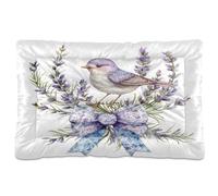 Fuauuyl Lavande avec un oiseau - Tapis de lit doux pour chien - Lavable en machine - Avec fond antidérapant - 61 x 45,7 cm