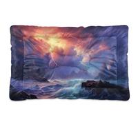 Fuauuyl Lightning in the Sea - Tapis de lit doux pour chien lavable en machine avec fond antidérapant pour chien - 61 x 45,7 cm