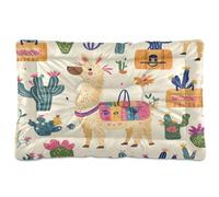 Fuauuyl Llama and Cactus Tapis de lit doux pour chien lavable en machine avec fond antidérapant pour chien - 61 x 45,7 cm