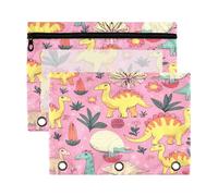 Fuauuyl Lot de 2 trousses à crayons dinosaures pour classeur à 3 anneaux avec fenêtre transparente pour classeur à crayons avec fermeture éclair, b, one sizex2, Organiseur de sac