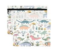 Fuauuyl Lot de 2 trousses à crayons dinosaures pour classeur à 3 anneaux avec fenêtre transparente pour classeur à crayons avec fermeture éclair, b, one sizex2, Organiseur de sac