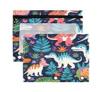 Fuauuyl Lot de 2 trousses à crayons dinosaures pour classeur à 3 anneaux avec fenêtre transparente pour classeur à crayons avec fermeture éclair, b, one sizex2, Organiseur de sac