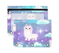 Fuauuyl Lot de 2 trousses à crayons Llama2 pour classeur à 3 anneaux avec fenêtre transparente et fermeture éclair, b, one sizex2, Organiseur de sac