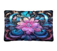 Fuauuyl Mandala bleu (4 yeux roses pour animal domestique, tapis doux lavable en machine avec fond antidérapant pour chien, 91,4 x 61 cm)