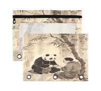 Fuauuyl Panda - Lot de 2 trousses à crayons pour classeur à 3 anneaux avec fenêtre transparente avec fermeture éclair, b, one sizex2, Organiseur de sac