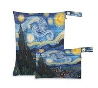 Fuauuyl Starry Night Sacs à langer en tissu imperméable avec compartiments zippés pour la plage, la gym, la piscine, les voyages - 30 x 36,1 cm, multicolore, Taille unique, Moderne