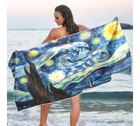 Fuauuyl Starry Night Van Gogh Serviette de plage en microfibre, séchage rapide, super absorbante, portable, ultra fine, pour gym, yoga, natation, 78,7 x 180,3 cm