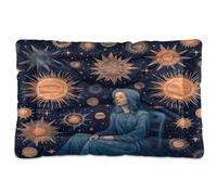 Fuauuyl Sun Moon Stars Tapis de lit doux pour chien lavable en machine avec fond antidérapant pour chien - 61 x 45,7 cm