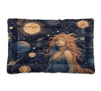 Fuauuyl Sun Moon Stars1 Tapis de lit doux pour chien lavable en machine avec fond antidérapant pour chien - 61 x 45,7 cm