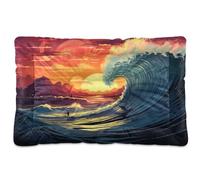 Fuauuyl Surfer Riding Waves Tapis de lit doux pour chien, lavable en machine, avec fond antidérapant pour chien, 61 x 45,7 cm