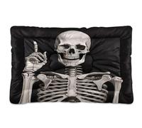 Fuauuyl Tapis de lit doux en forme de tête de mort souriante pour chien, lavable en machine avec fond antidérapant pour chien, 61 x 45,7 cm