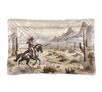 Fuauuyl Tapis de lit doux pour chien avec motif œil de cowboy du désert - Lavable en machine - Avec fond antidérapant - 91,4 x 61 cm