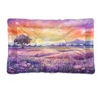 Fuauuyl Tapis de lit doux pour chien avec motif œil rose lavande - Lavable en machine avec fond antidérapant - 91,4 x 61 cm