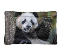 Fuauuyl Tapis de lit doux pour chien avec motif panda mignon aux yeux roses, lavable en machine avec fond antidérapant pour chien - 91,4 x 61 cm