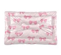 Fuauuyl Tapis de lit doux pour chien avec nœud papillon et œil rose - Lavable en machine avec fond antidérapant pour chien - 91,4 x 61 cm