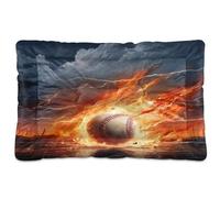 Fuauuyl Tapis de lit doux pour chien, lavable en machine avec fond antidérapant pour chien, motif baseball - 61 x 45,7 cm