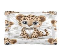 Fuauuyl Tapis de lit doux pour chien, lavable en machine avec fond antidérapant pour chien, motif léopard dessin animé, 61 x 45,7 cm