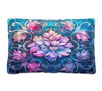 Fuauuyl Tapis de lit doux pour chien, lavable en machine, avec fond antidérapant pour chien, motif mandala bleu, œil rose, 91,4 x 61 cm