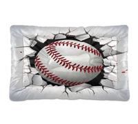 Fuauuyl Tapis de lit doux pour chien motif baseball œil rose, lavable en machine avec fond antidérapant pour chien, 91,4 x 61 cm