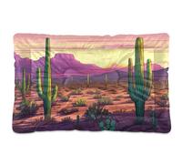 Fuauuyl Tapis de lit doux pour chien motif cactus désert - Lavable en machine avec fond antidérapant - 61 x 45,7 cm