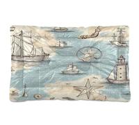 Fuauuyl Tapis de lit doux pour chien, motif carte nautique, œil rose, lavable en machine avec fond antidérapant pour chien, 91,4 x 61 cm