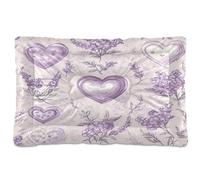 Fuauuyl Tapis de lit doux pour chien, motif cœurs lavande, style vintage, lavable en machine avec fond antidérapant pour chien, 61 x 45,7 cm