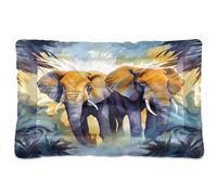 Fuauuyl Tapis de lit doux pour chien motif éléphant aquarelle lavable en machine avec fond antidérapant pour chien - 61 x 45,7 cm